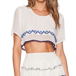 Summer Sheer Crop Top with Pom Poms